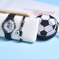 3pcs Silicone Soccer Fan Watch Bands & LED Light Up Wristwatches for Kids