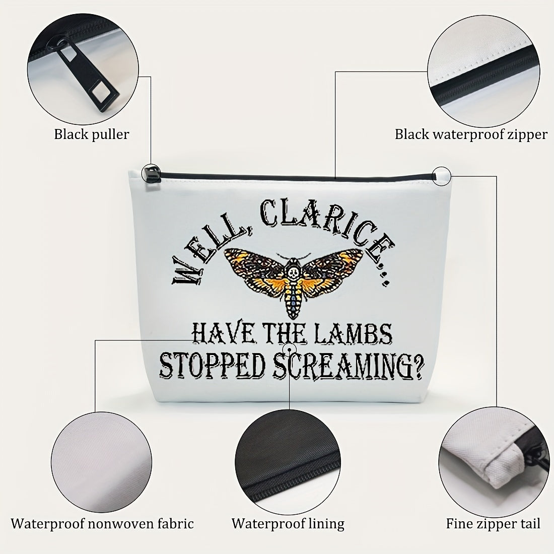 Clarice Lambs Stopped Makeup Bag Fan Gift Zipper Travel Bag