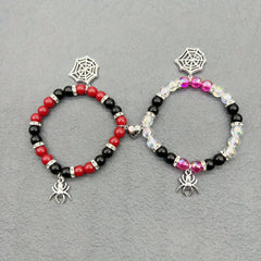 Halloween Magnetic Spider Web Pendant Bracelets Set