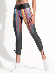 Yoga Drawstring Cropped Leggings High Waist Seamless Gym Pants
