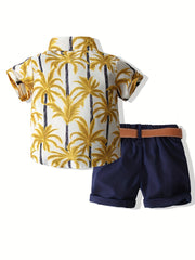 Boys Plaid Outfit Short Sleeves Casual Summer Kids Clothes
