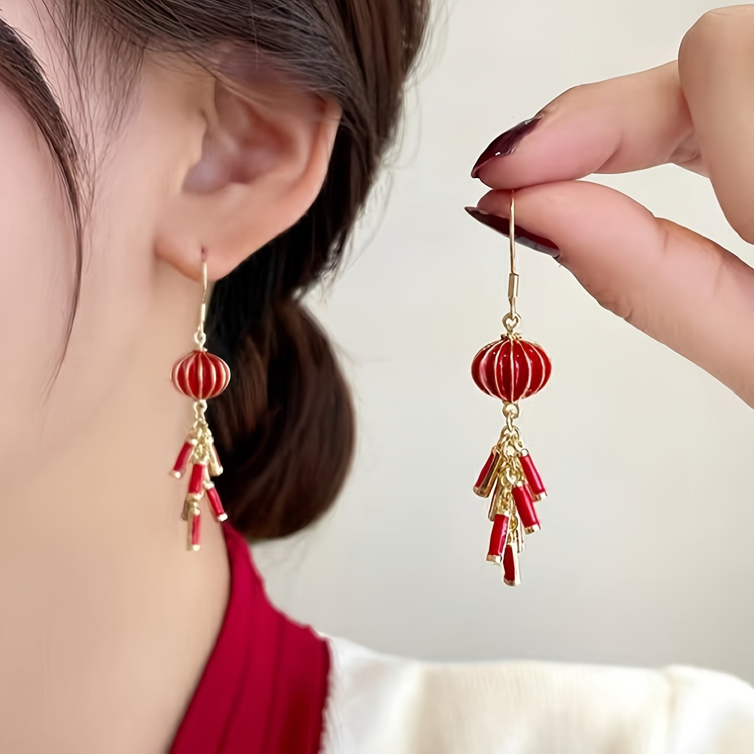 Year Earrings Lantern Firecracker Tassel Earrings For Girls