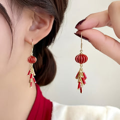 Year Earrings Lantern Firecracker Tassel Earrings For Girls