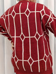Geo Pattern Long Sleeve Knitted Cardigan