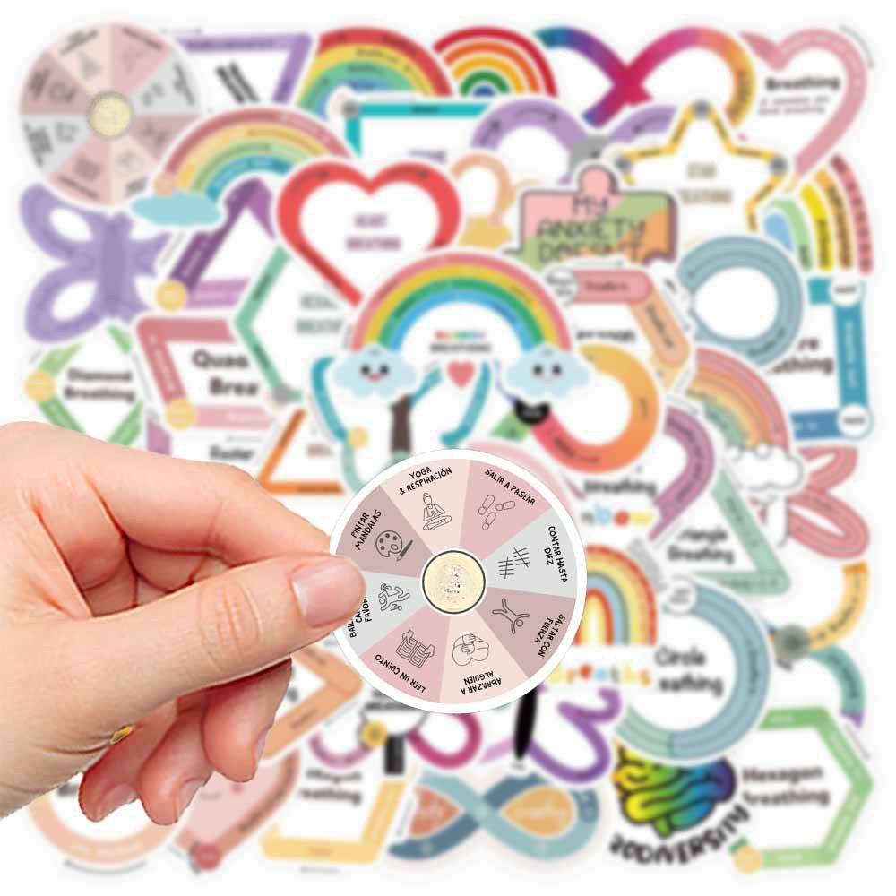 50pcs Cartoon Sensory Stickers Reusable Vinyl Decals for Guitar Motorcycle Skate