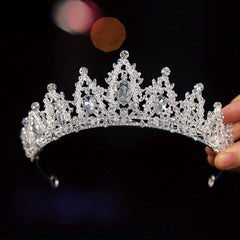 Baroque Style Crystal Headband Princess Rhinestone Crown Silvery Tiara