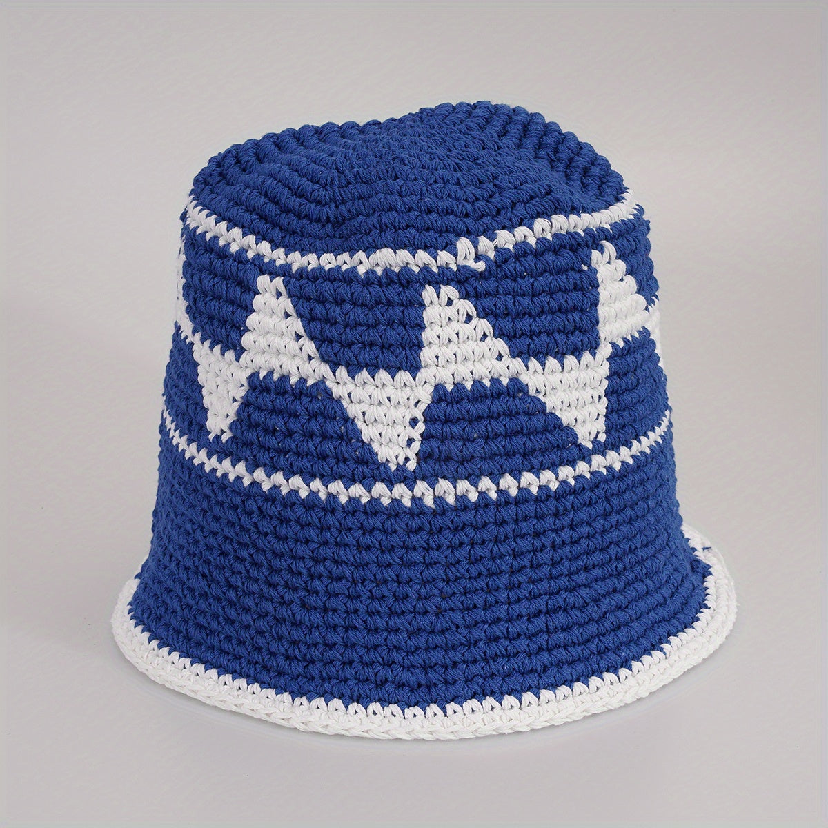 Vintage Plaid Crochet Bucket Hat Classic Basin Hat Casual Breathable Cloche Hats
