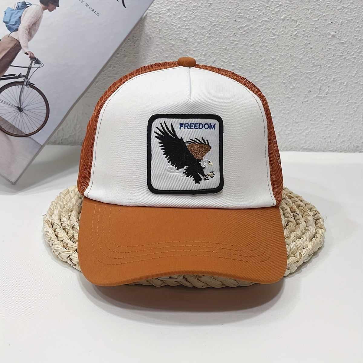 FREEDOM Eagle Patch Trucker Hat Embroidery Mesh Baseball Cap