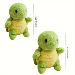 Soft Plush Turtle Stuffed Animal Toy Realistic Green Fuzzy Turtle with Yellow Be