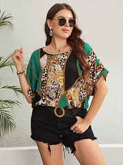 Leopard Print Short Sleeve T-shirt Women's Plus Casual Top