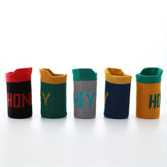 5pairs Boys Kids Letters Print Socks Casual Sports Socks