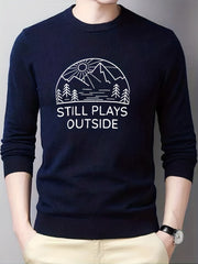 Scenery Pattern Print Men's Knitted Sweater