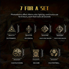 7pcs Rechargeable LED Dice Set Warm Breathing Light Board Game