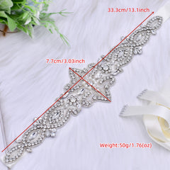 Rhinestone Bridal Sash Faux Pearl Wedding Waistband