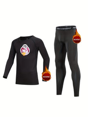 2pcs Kids Cartoon Compression Fleece Sets