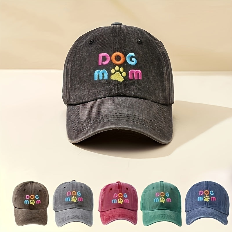 Unisex Sunshade Bucket Hat w/ DOG MOM Embroidery, Double Sided Sun Hat