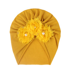 Baby Turban Hat With Flower, 0-3 Years Old