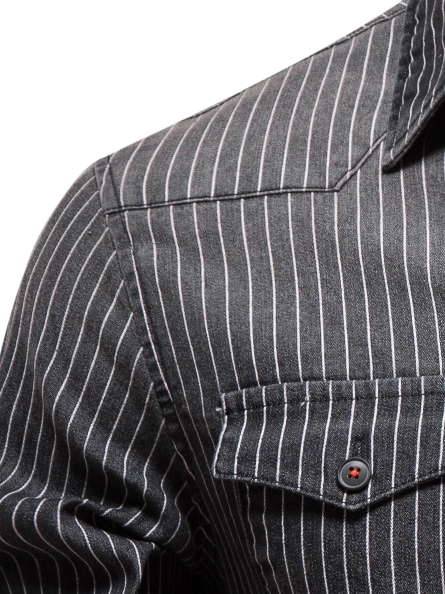 Men's Striped Stretch Denim Shirt Casual Slim Fit Jeans