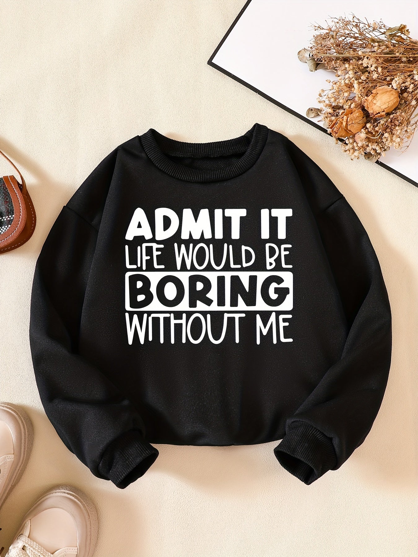 Letter Series Boys Pullover Sweatshirt Long Sleeve Crew Neck Kids Clothing