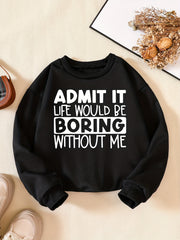 Letter Series Boys Pullover Sweatshirt Long Sleeve Crew Neck Kids Clothing