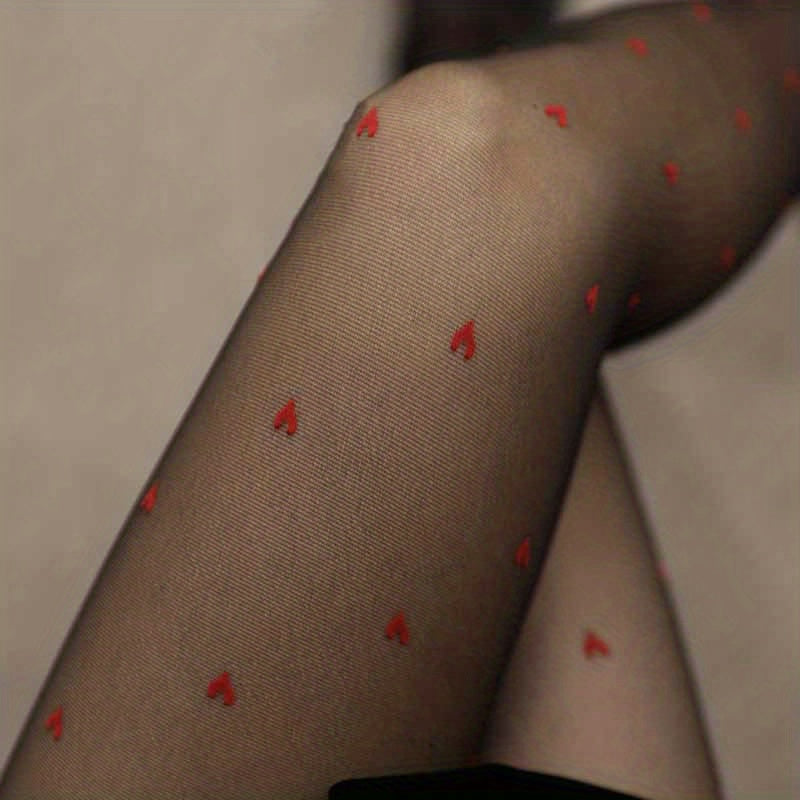 Heart Pattern High Waist Pantyhose Women's Stockings