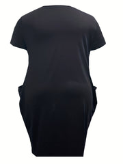 Plus Size Colorful Lip Print Short Sleeve Round Neck Dress