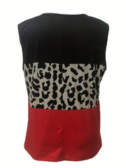 Leopard Print Tank Top, Criss Cross V Neck