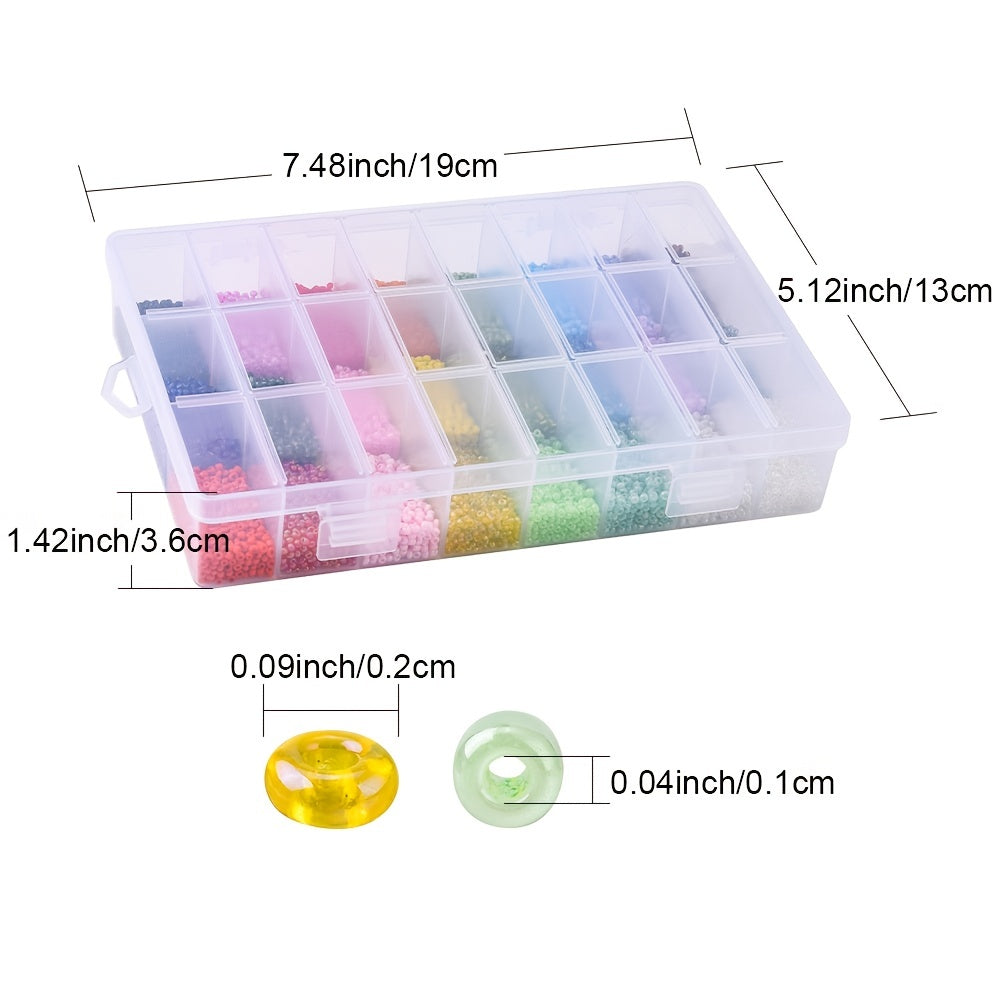 24 Grids 2mm Glass Beads Mixed Colors for Jewelry