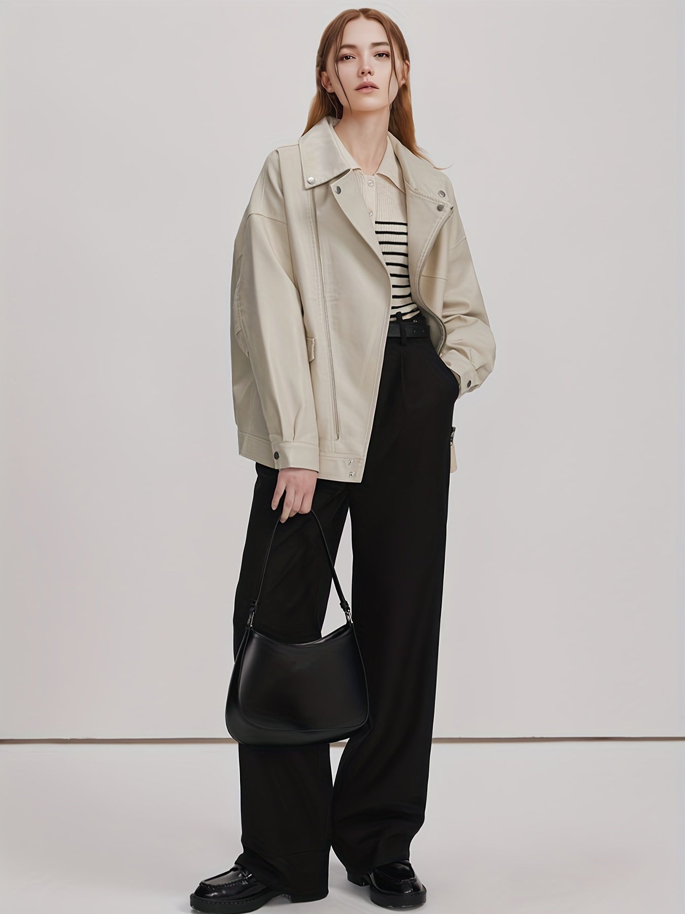 Solid Drop Shoulder Jacket Casual for Fall & Winter
