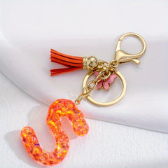 Sequin Alphabet Keychain For Girls Resin Drop Glue Pendant Bags Ornaments
