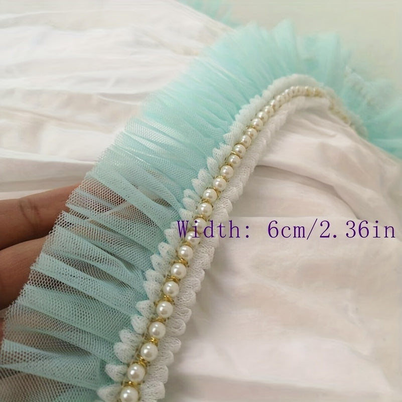 1 Yard Pearl Ruffle Trim Ribbon for Skirt Dress Doll Collar