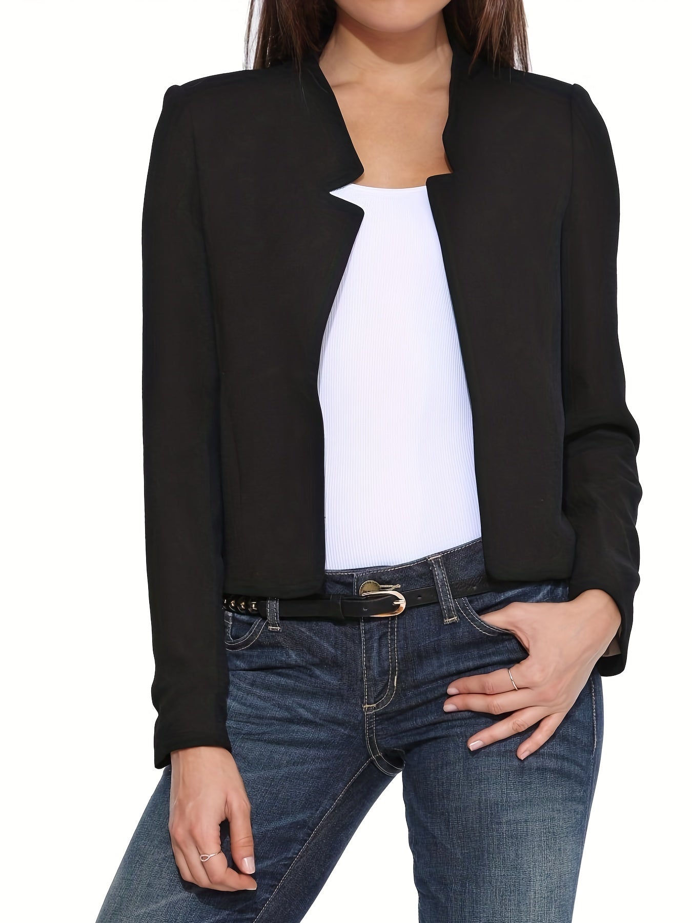 Open Front Blazer Long Sleeve Crop Blazer for Women