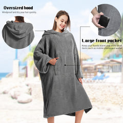 Mutao Surf Poncho Changing Robe Unisex Hooded Bathrobe Soft Swimming Poncho