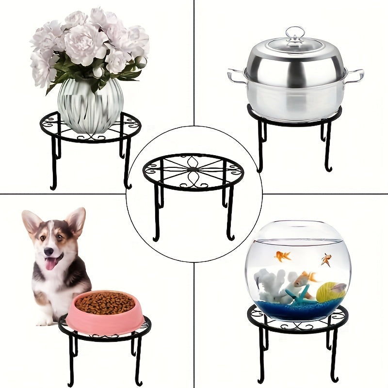 Metal Plant Stand Round Wrought Iron Flower Planter Pot Rack