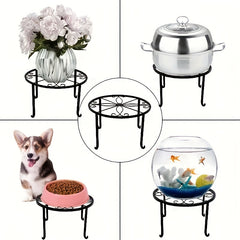 Metal Plant Stand Round Wrought Iron Flower Planter Pot Rack