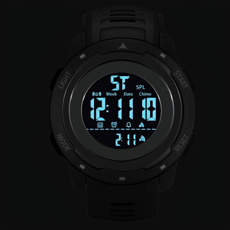 Outdoor Sports Electronic Watch With Date Week Chronograph Stopwatch