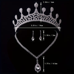 Bridal Jewelry Wedding Accessories Set Rhinestone Crown Crystal Necklace Earring
