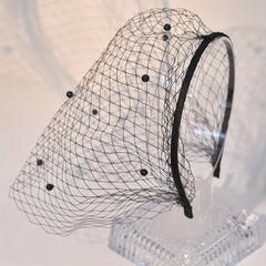 Vintage Bridal Veil Headband Beaded Royal Court Style for Weddings & Parties