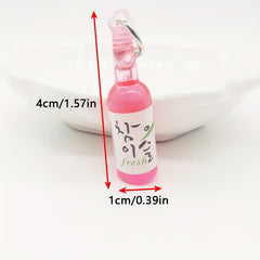 Cartoon Resin Beer Wine Bottle Keychain Pendant