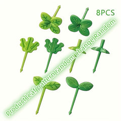 8pcs Fruit Forks Toothpick Food Prod Leaves Plastic Decoration Small Salad