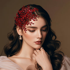 Vintage Red Rhinestone Bridal Hairpin