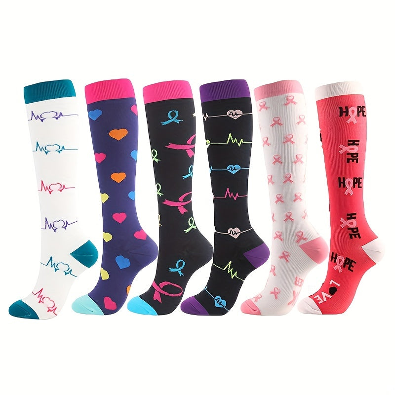 6 Pairs Durable Compression Socks for Outdoor Activities