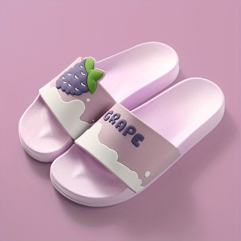 Women's Fruit Pattern Slides Open Toe Slip On Shoes