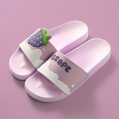 Women's Fruit Pattern Slides Open Toe Slip On Shoes