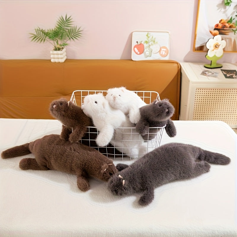 Realistic Snow Ferret Plush Stuffed Animal - Festive Soft Holiday Gift
