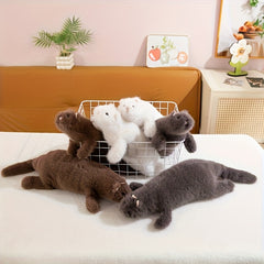 Realistic Snow Ferret Plush Stuffed Animal - Festive Soft Holiday Gift
