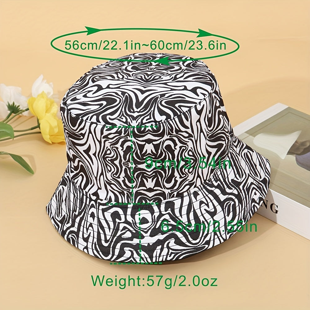 Fashionable River Pattern Print Double sided Casual Bucket Hat