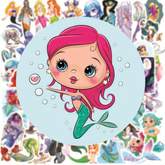 50Pcs Little Mermaid Doodle Stickers for DIY Decor Waterproof Stickers