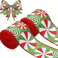 4.57m Christmas Candy Peppermint Wired Edge Ribbon DIY Craft Wreath Decoration