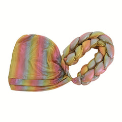 Khaki Gradient Turban Cap Double Layer Braided Hijab Hat